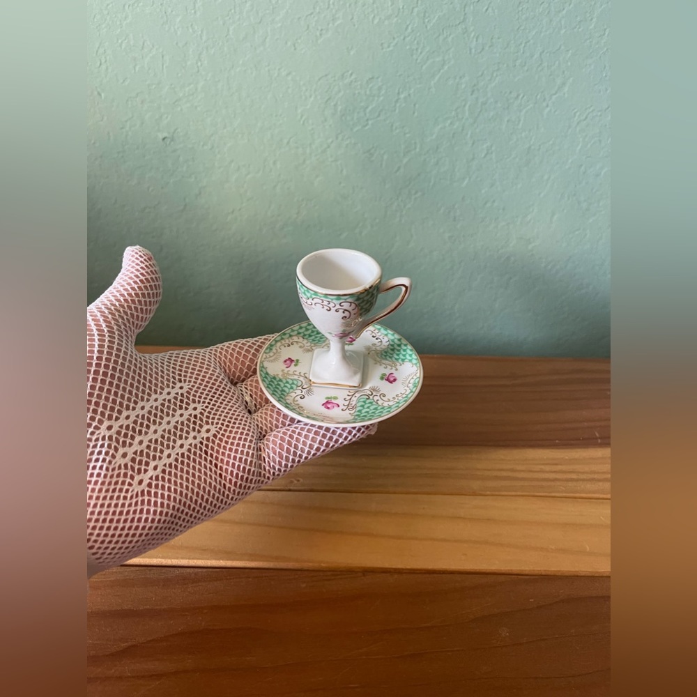 1898 Vintage Minature Cup (2.2”)  and Saucer (3”) Gold Trim
